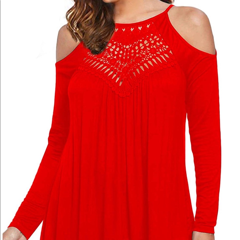 Lace off the Shoulder long sleeve Loose Blouse XL